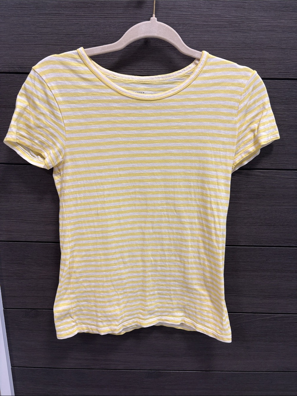 J. Crew Yellow and White Striped Short Sleeve Tee